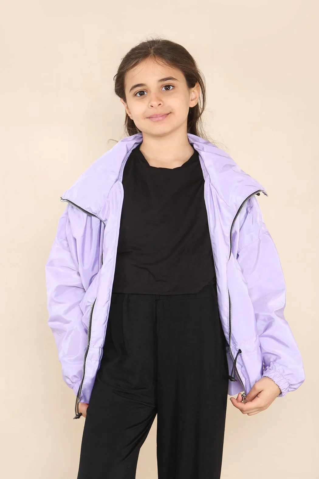Kids Lilac High Neck Hooded Festival Jacket - Parker