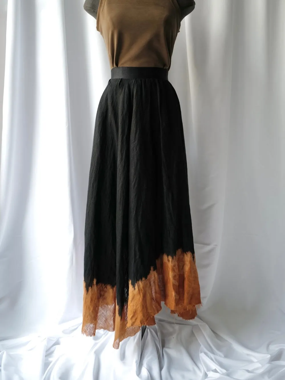 Linen Batik  Midi Skirt VOLCANO FW24