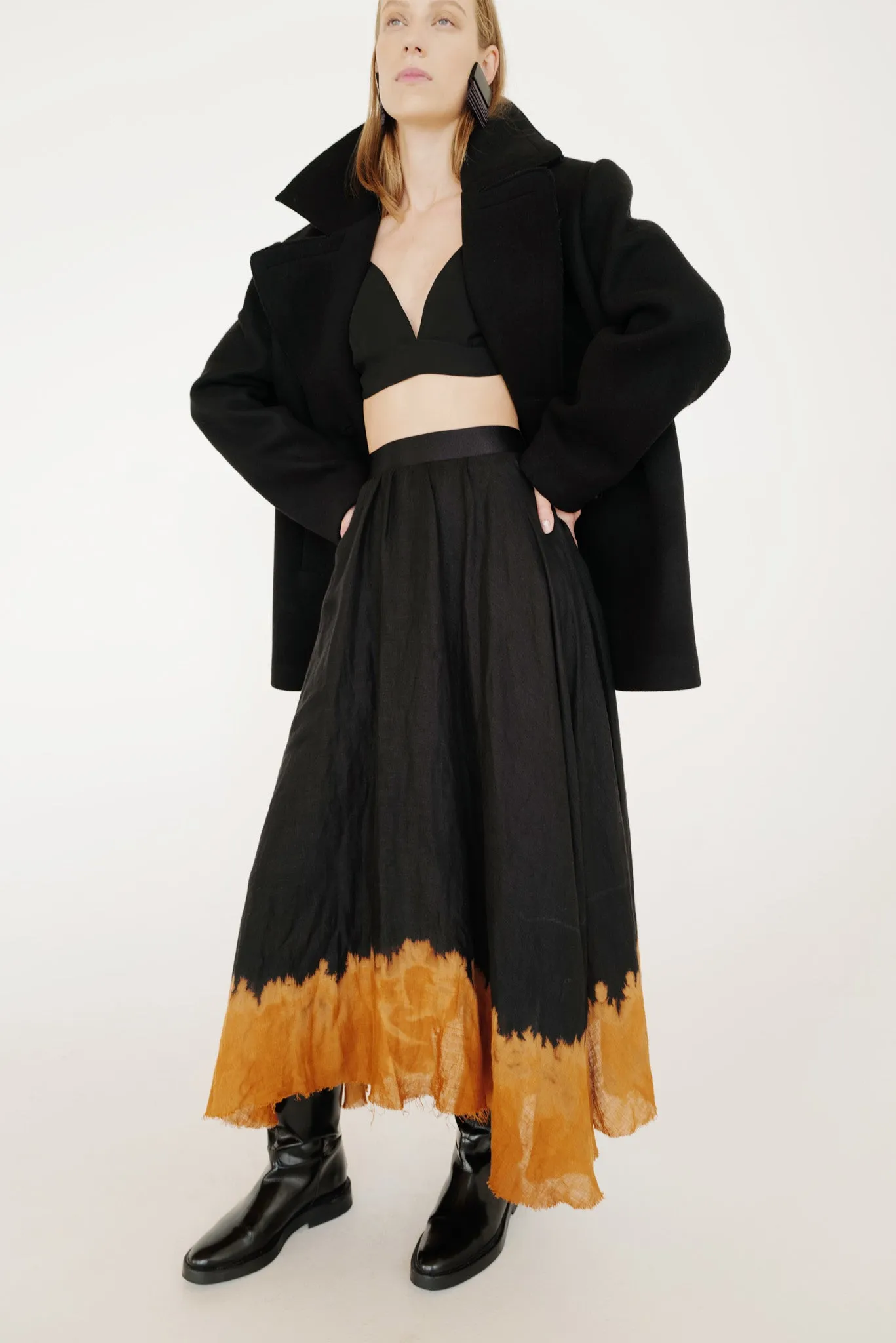 Linen Batik  Midi Skirt VOLCANO FW24
