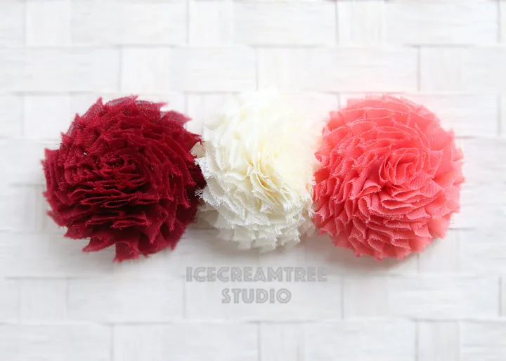 Maroon Red Shabby Bloom Collar Slide On - Small Flower Collar Accessory