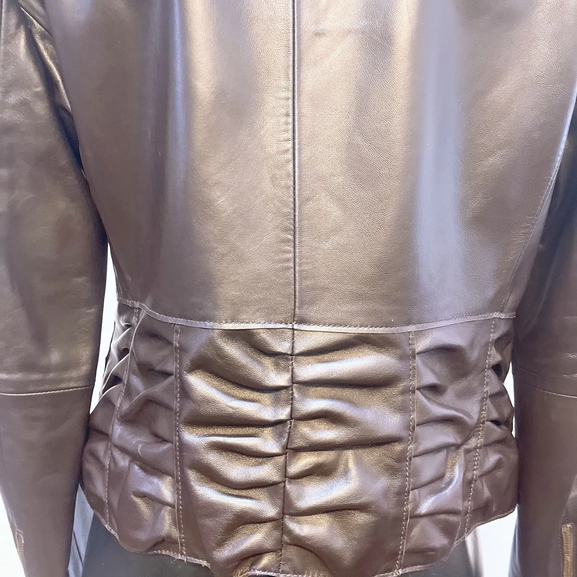 Marvin Richards Womens Dark Brown Leather Jacket Medium