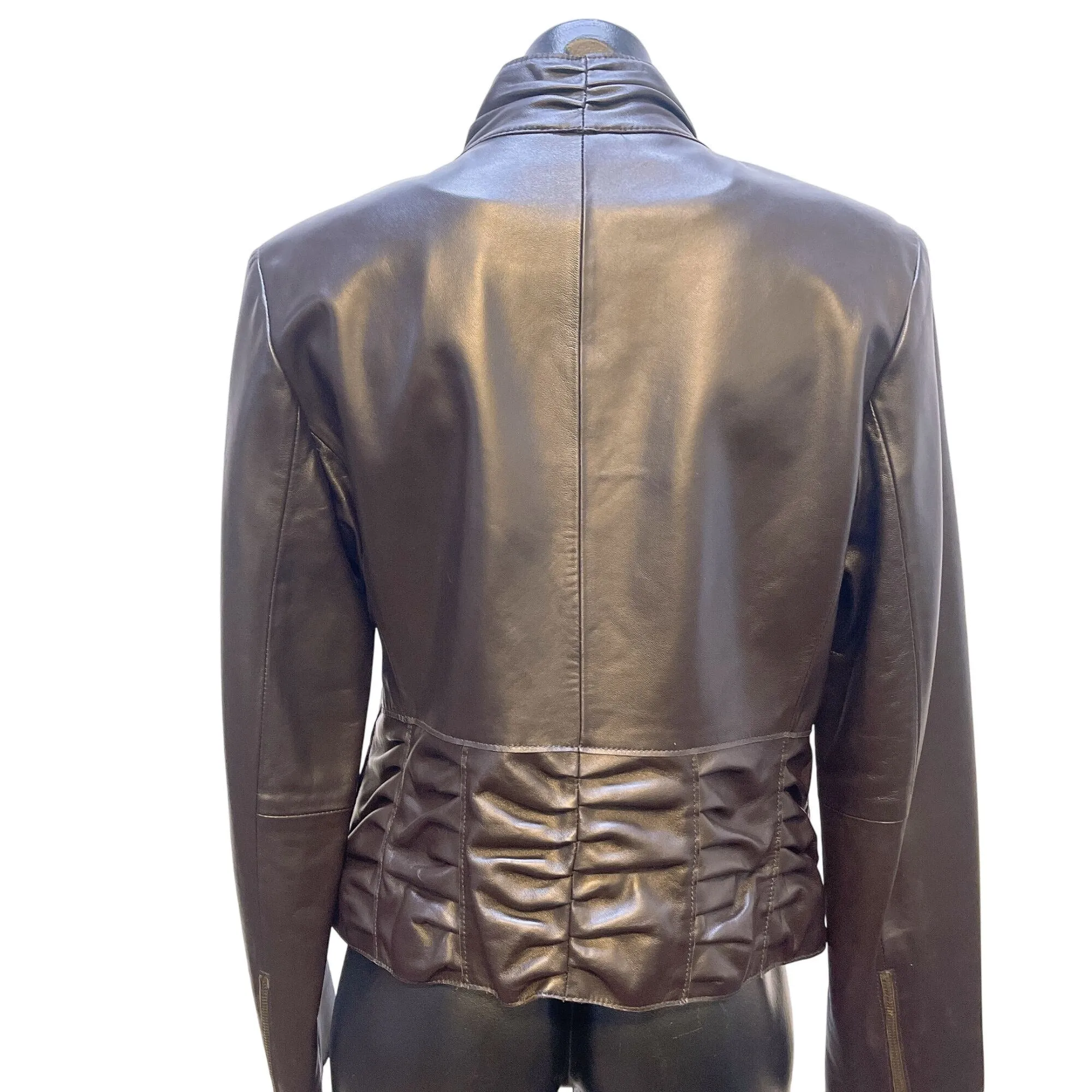 Marvin Richards Womens Dark Brown Leather Jacket Medium