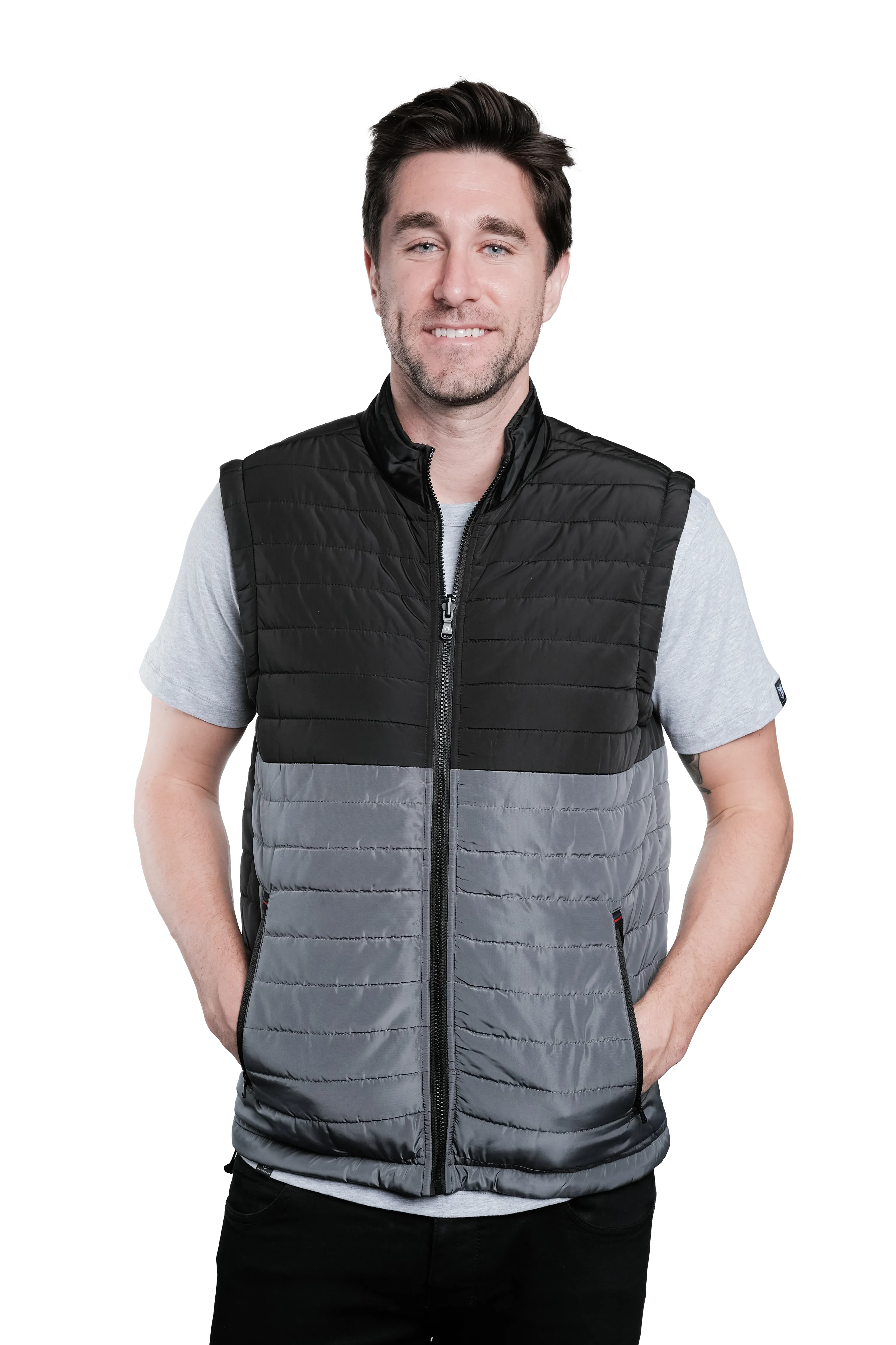 Marwin Sports Puffer Men's Jacket Removable Arms - Black/Grey