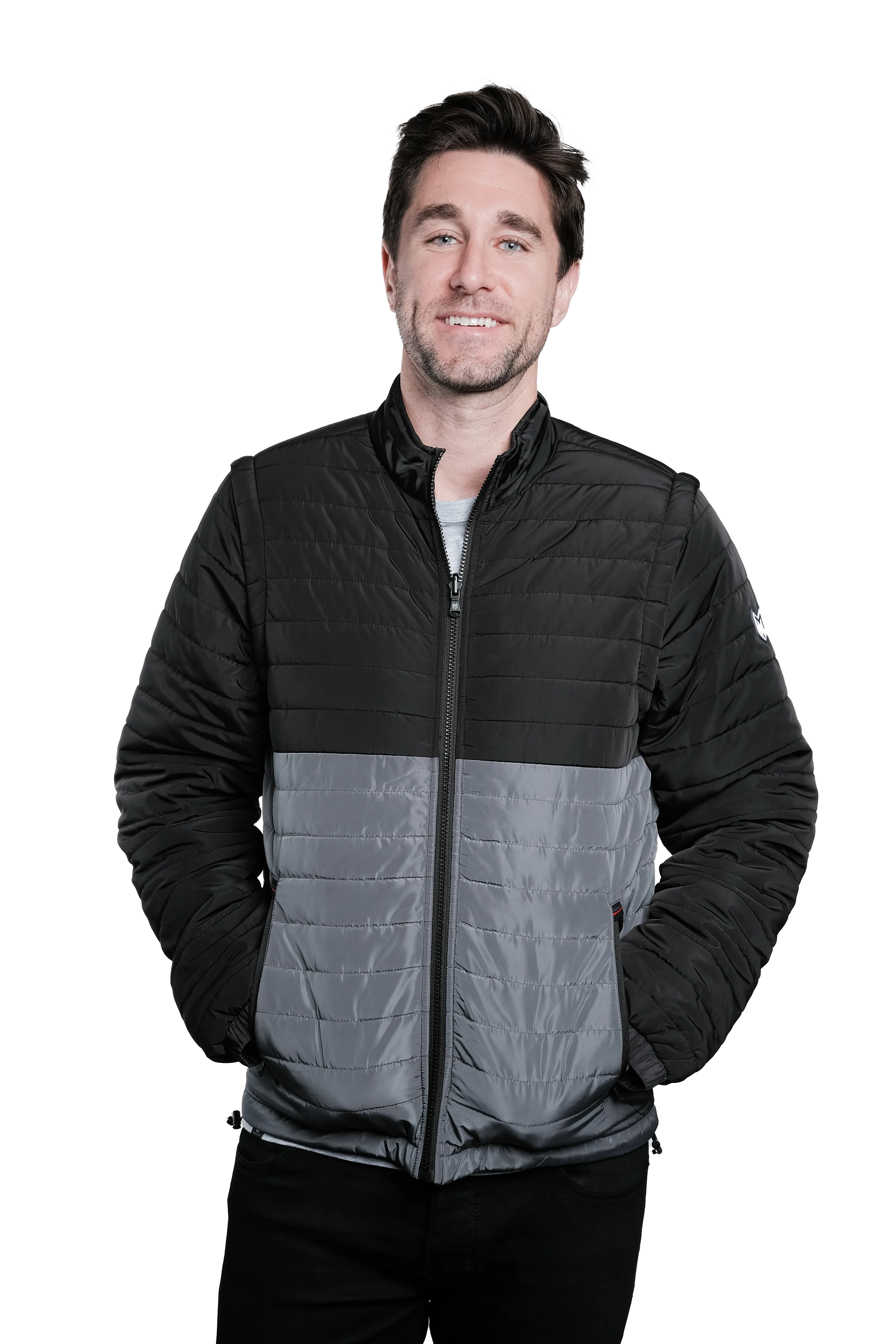 Marwin Sports Puffer Men's Jacket Removable Arms - Black/Grey
