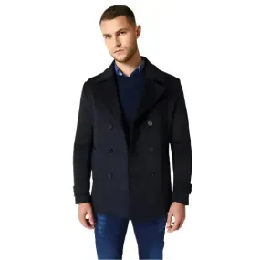 Men's Black Fleece Navy Peacoat for Winter
