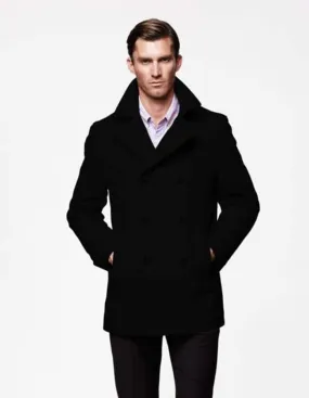 Mens Black Overcoat - Men's Front Black Slash Pockets Available November Peacoat
