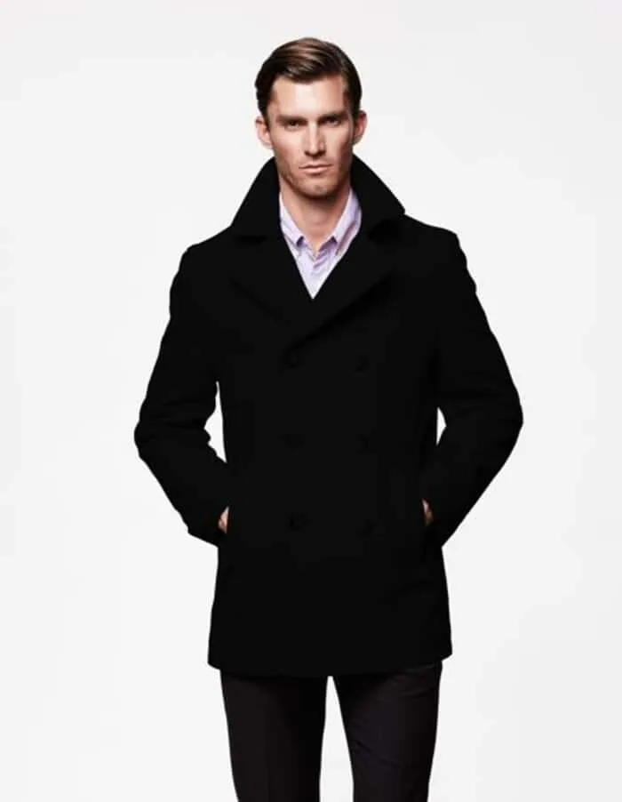 Mens Black Overcoat - Men's Front Black Slash Pockets Available November Peacoat
