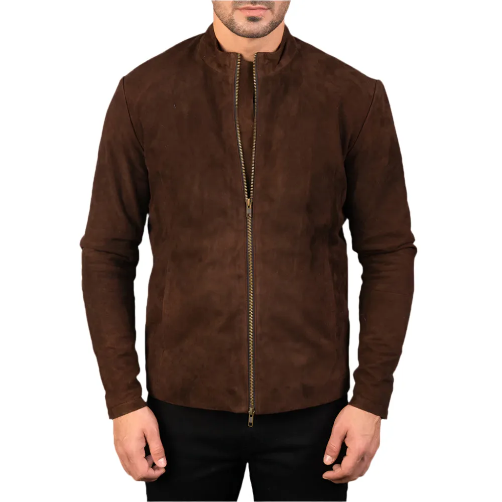 Men's Brown Suede Biker Jacket