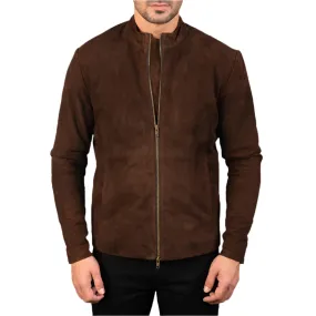 Men's Brown Suede Biker Jacket