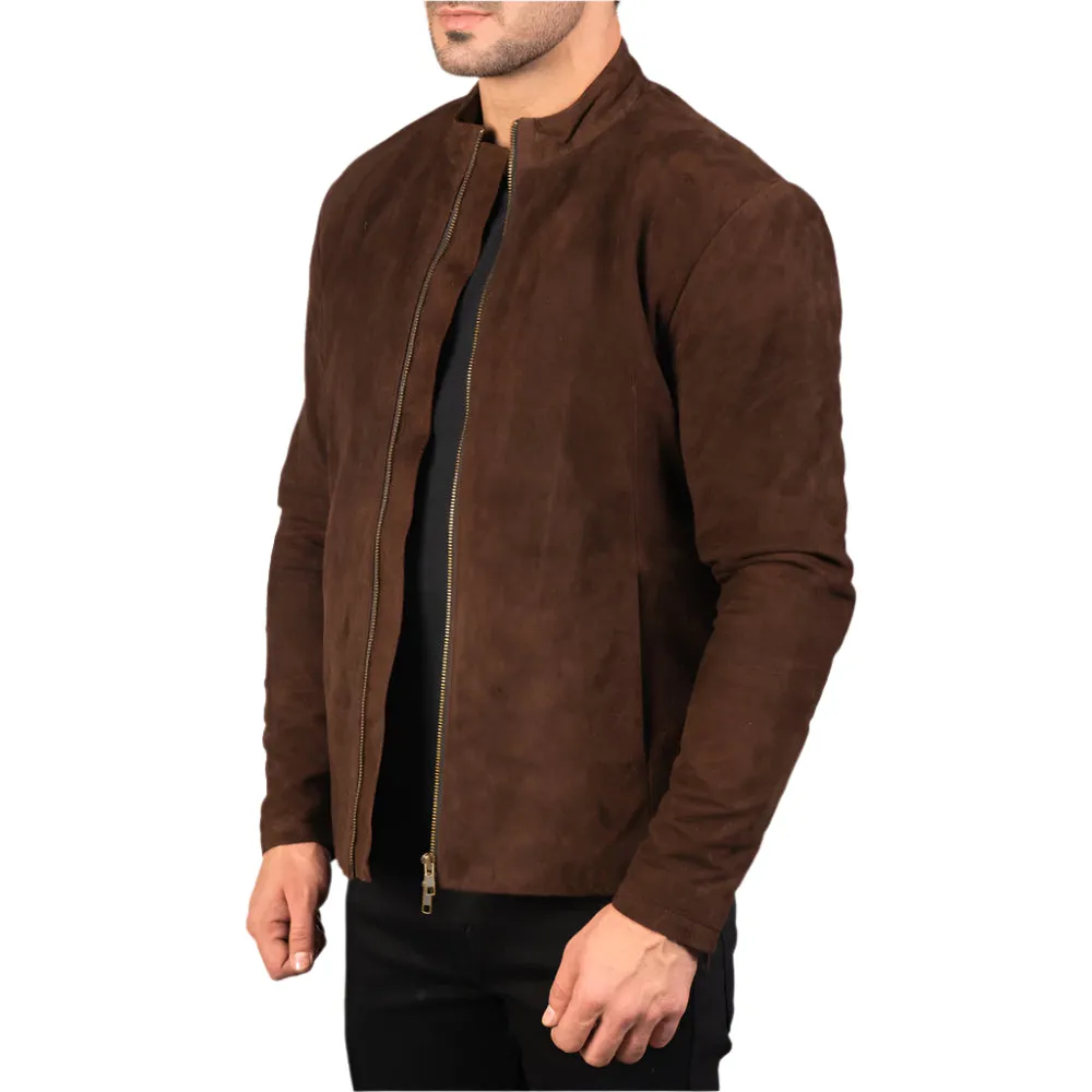 Men's Brown Suede Biker Jacket