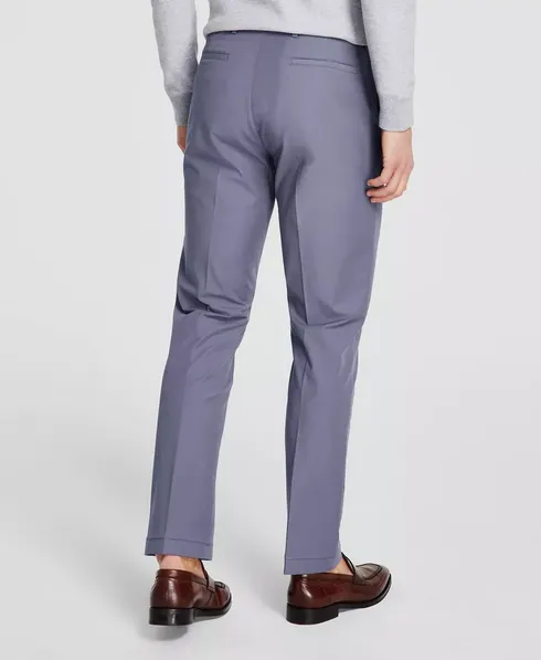 Michael Kors Men's Classic Fit Flat Front Cotton Dress Pants Ash Blue 30 x 32
