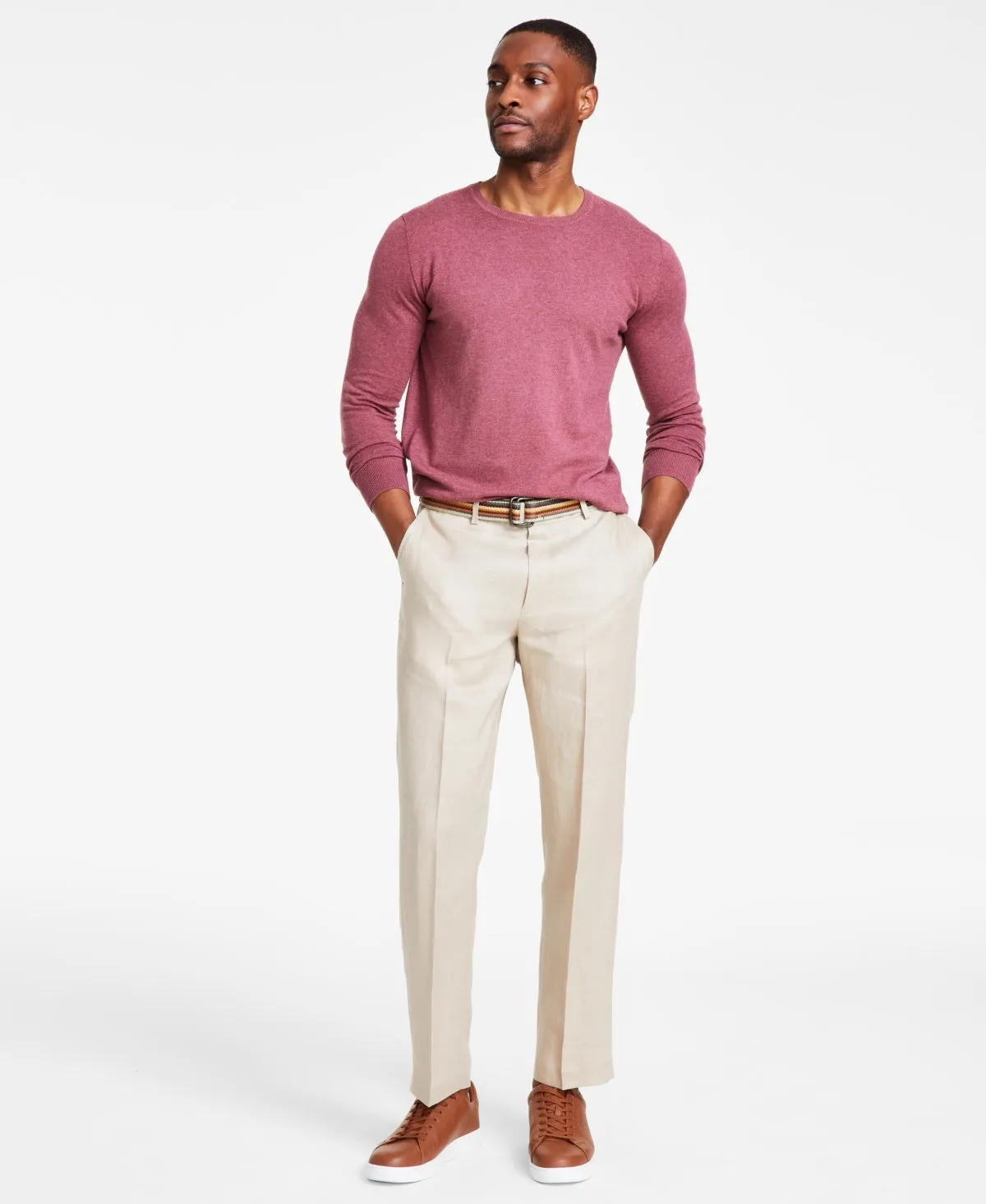 Nautica Mens Modern fit Dress Pants 34 / 30 Beige Solid