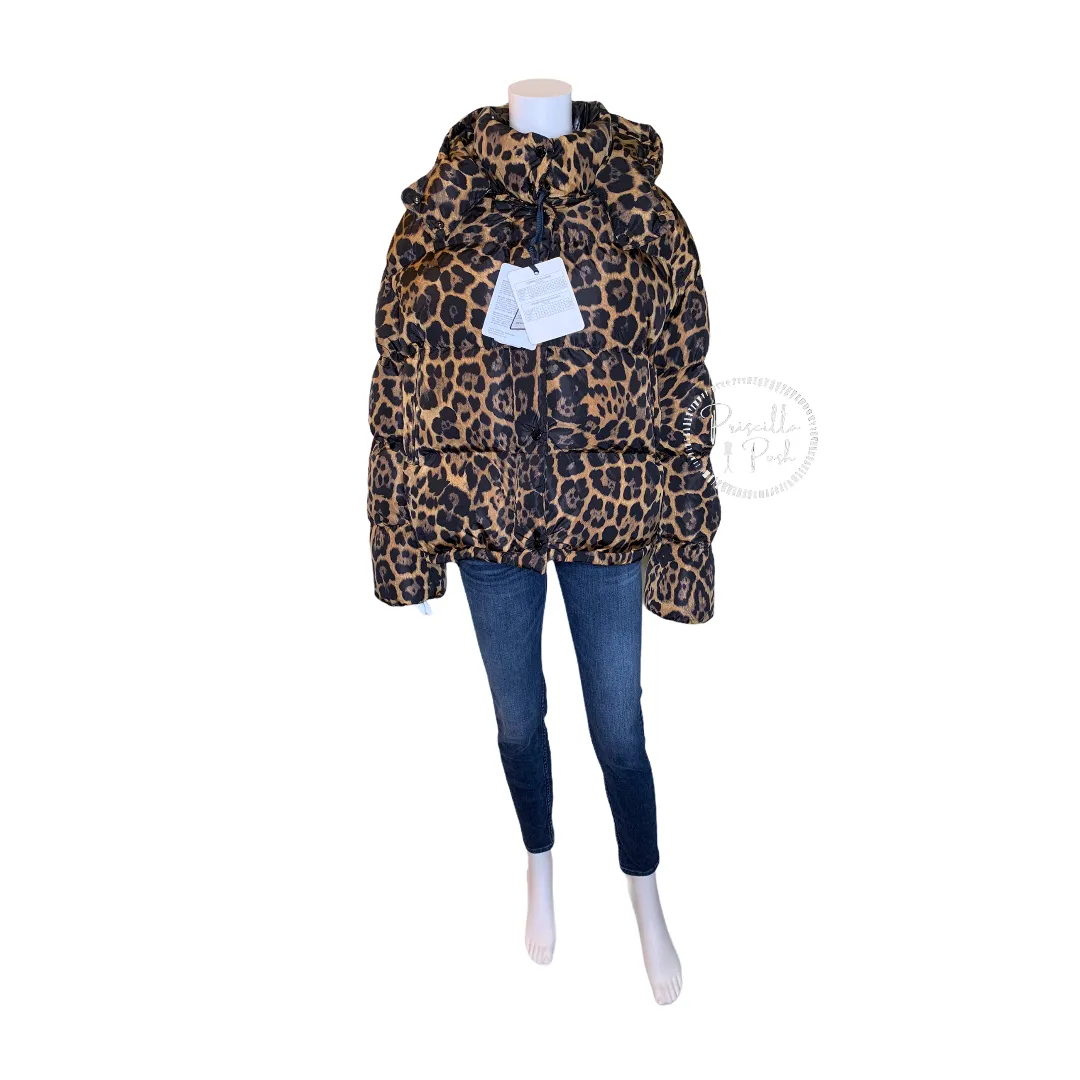 NWT Moncler Caille Leopard Down Puffer Jacket