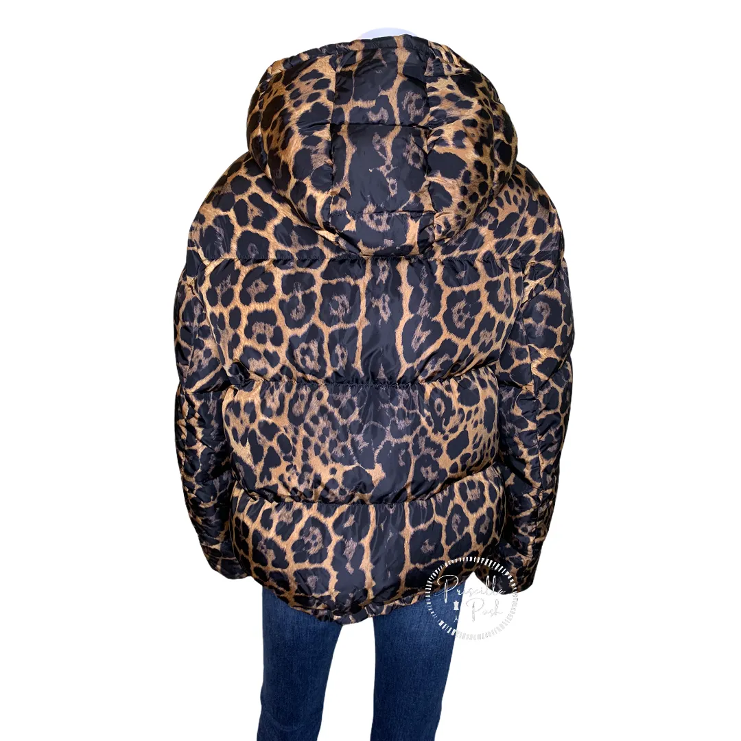 NWT Moncler Caille Leopard Down Puffer Jacket