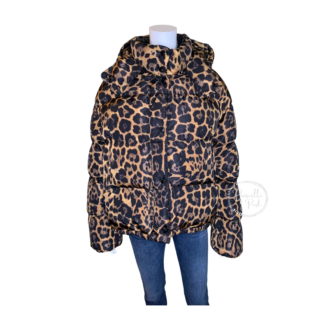 NWT Moncler Caille Leopard Down Puffer Jacket