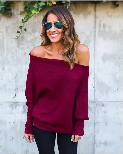 One-Shoulder Long Sleeve Sweater
