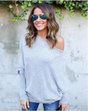 One-Shoulder Long Sleeve Sweater