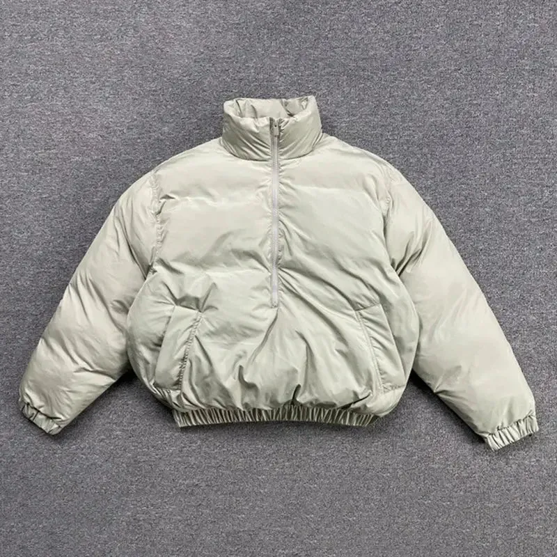 Oversized Half Zipper Casual Puffer Jacket