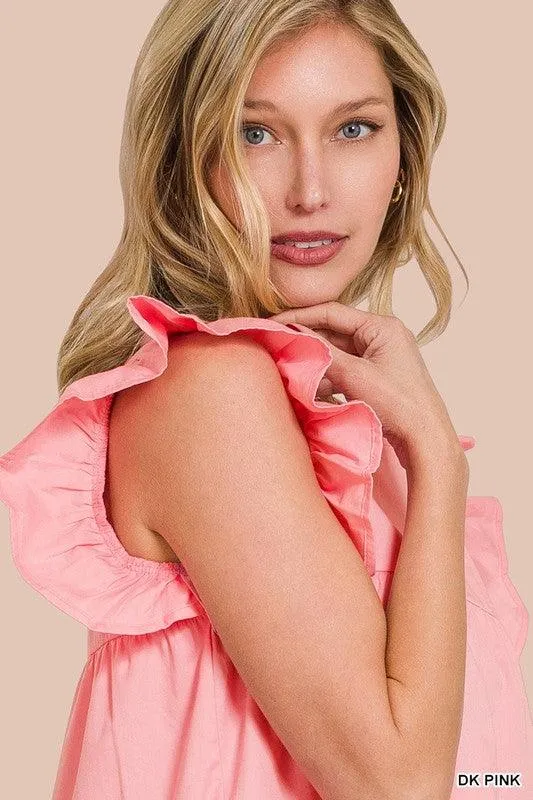 Ruffled Cap Sleeve Babydoll Tiered Mini Dress