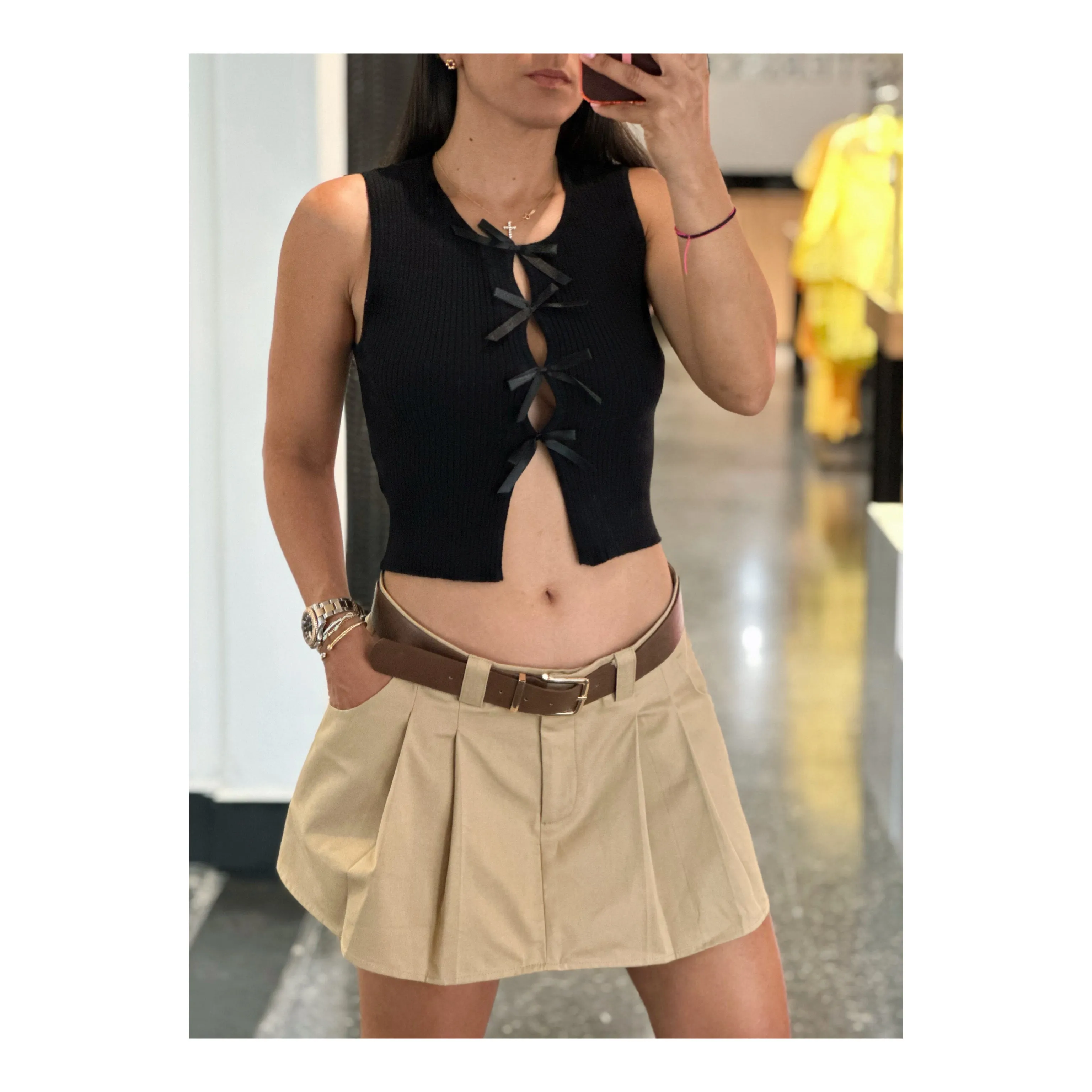 Satin Bow Sweater Top