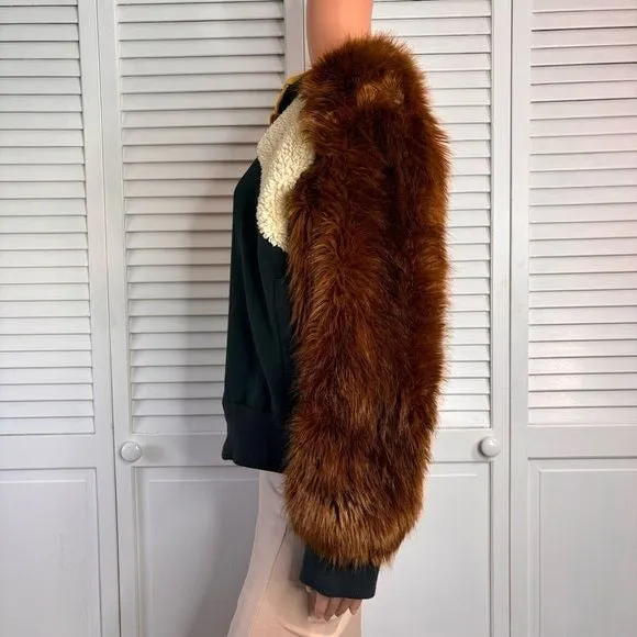 SEA NEW YORK Combo Faux Fur Track Jacket Size Small