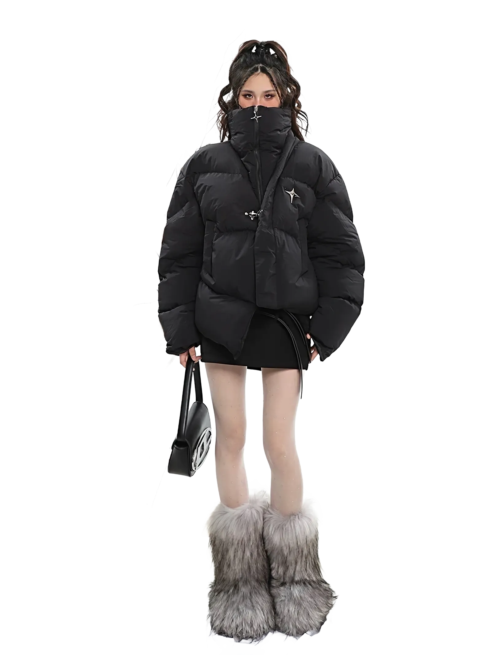 'Stella' Asymmetric Puffer Jacket