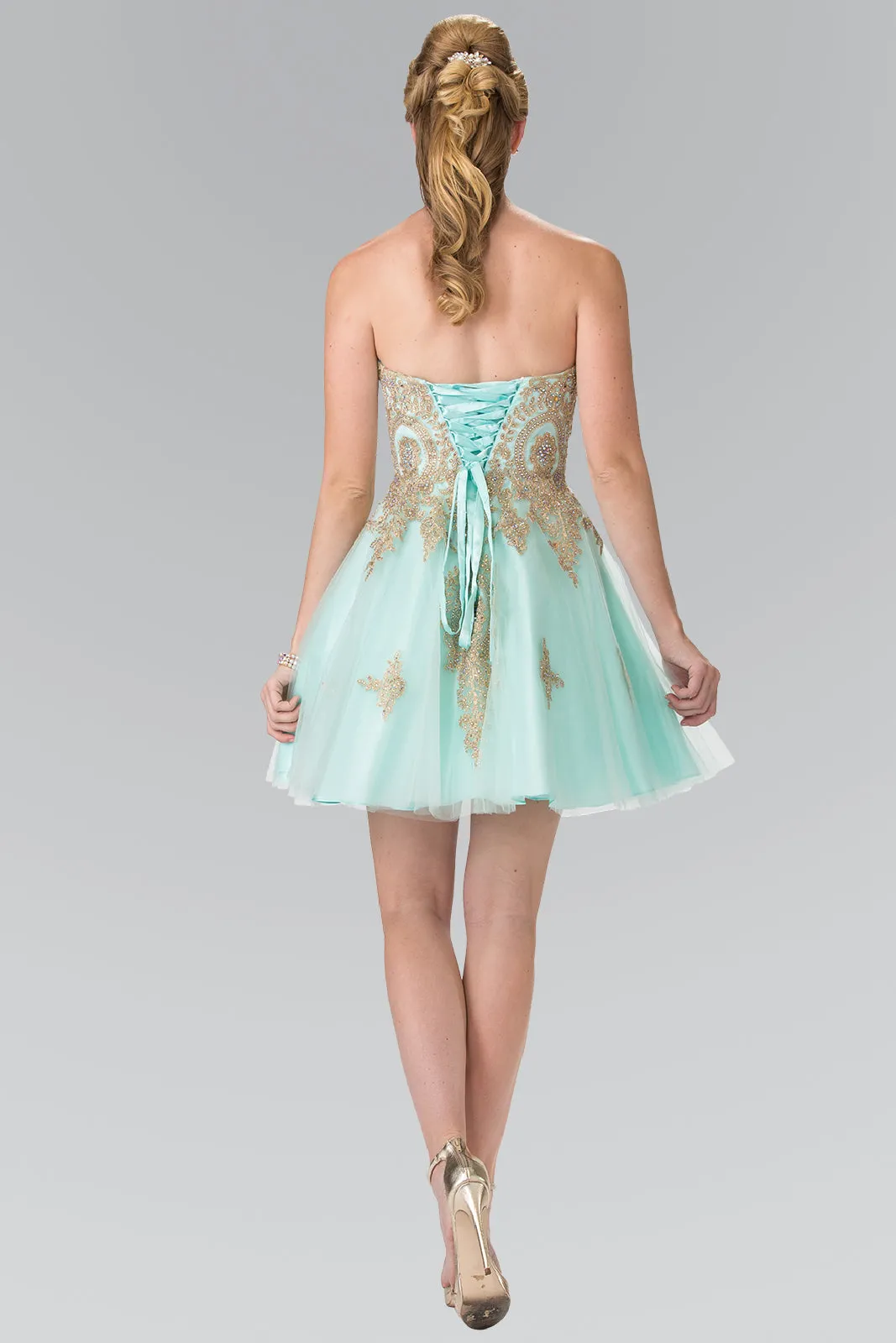 Sweethearted A-line Tulle Short Dress with Corset Back
