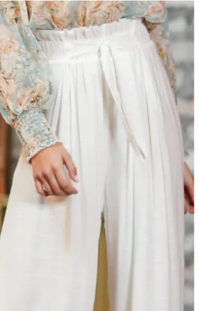 Tie front waist long pamts