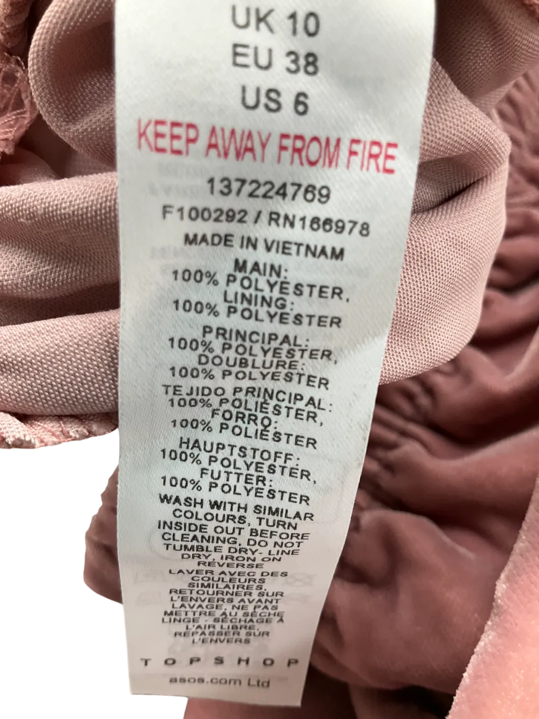 Topshop Pink Velvet Tie Waist Joggers UK 10