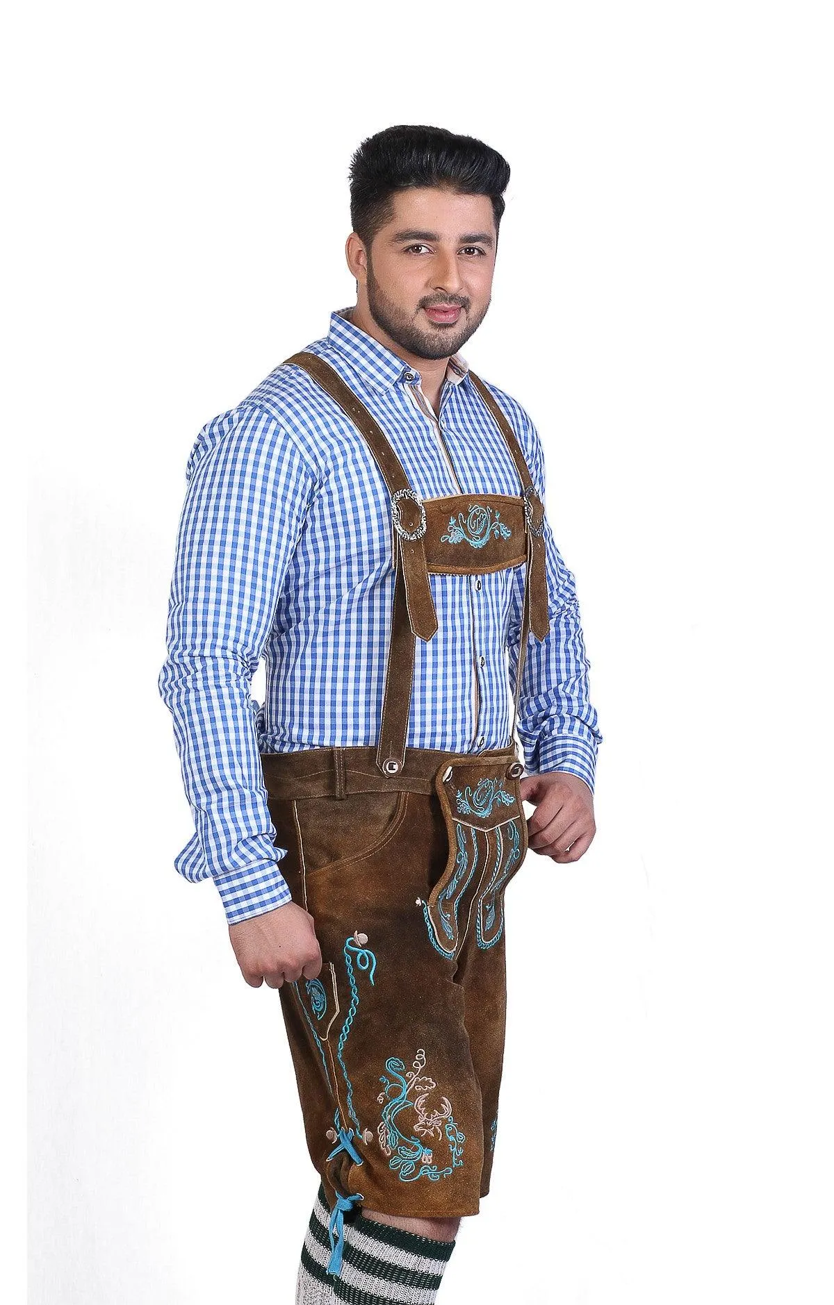 Traditional German Lederhosen Brown Rose