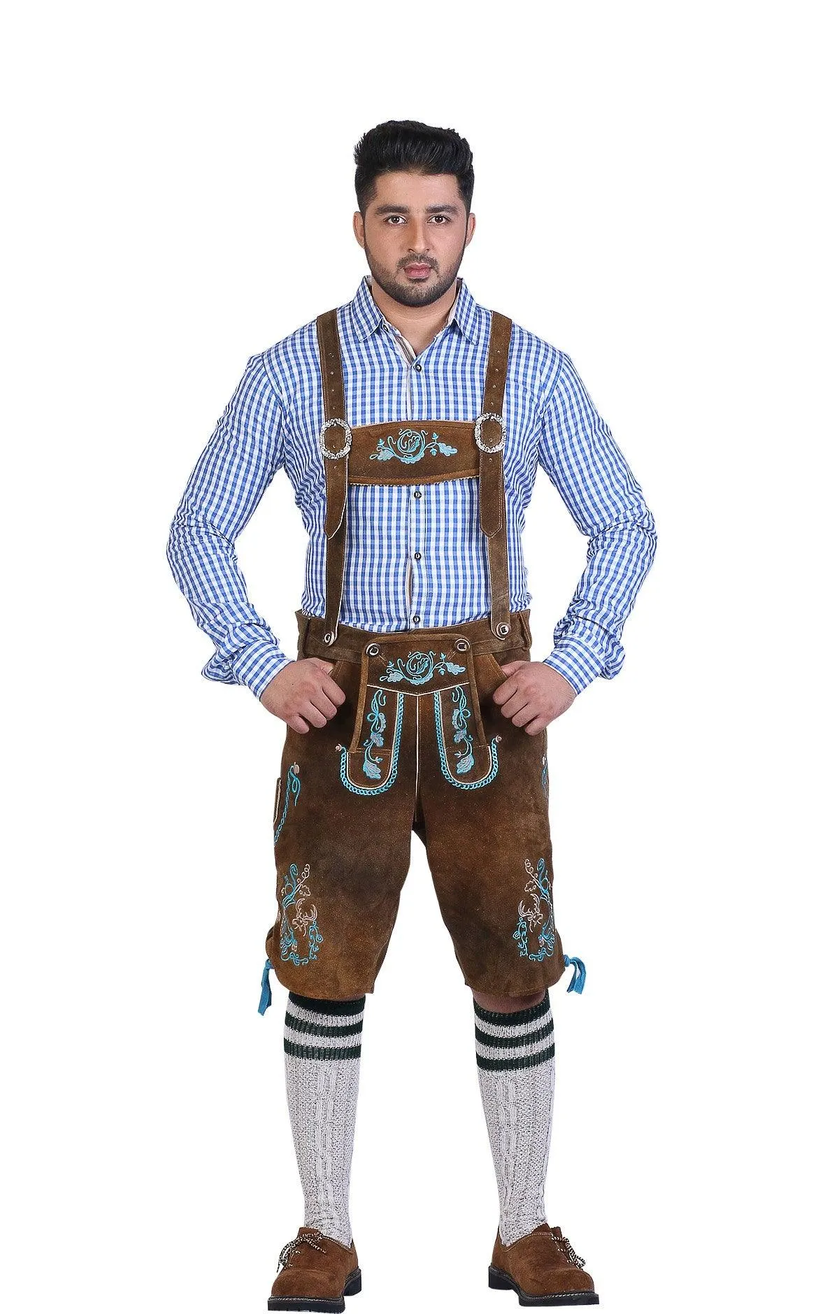 Traditional German Lederhosen Brown Rose