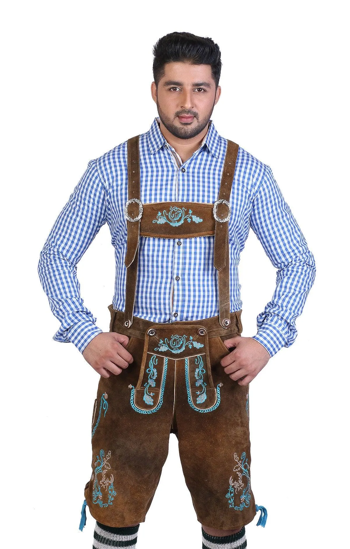 Traditional German Lederhosen Brown Rose