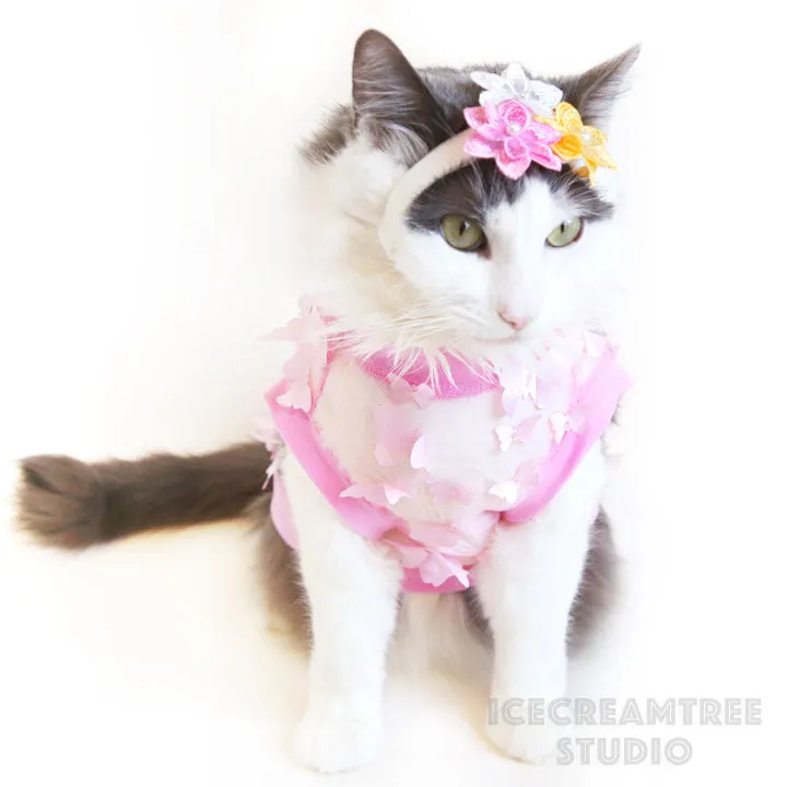 Triple Flower Headband - Elastic Pet Collar