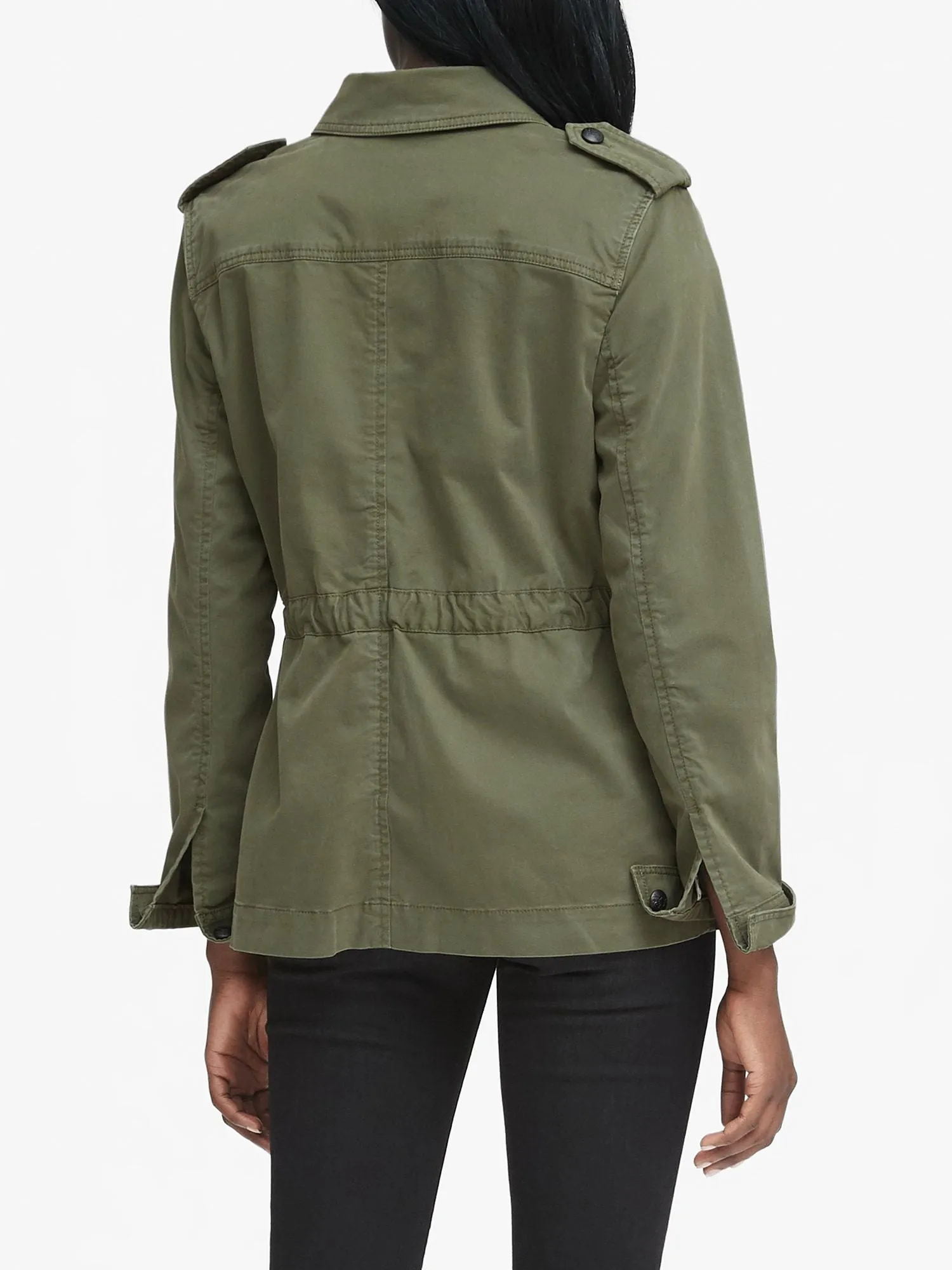 Twill Utility Jacket In Deep Olive Green