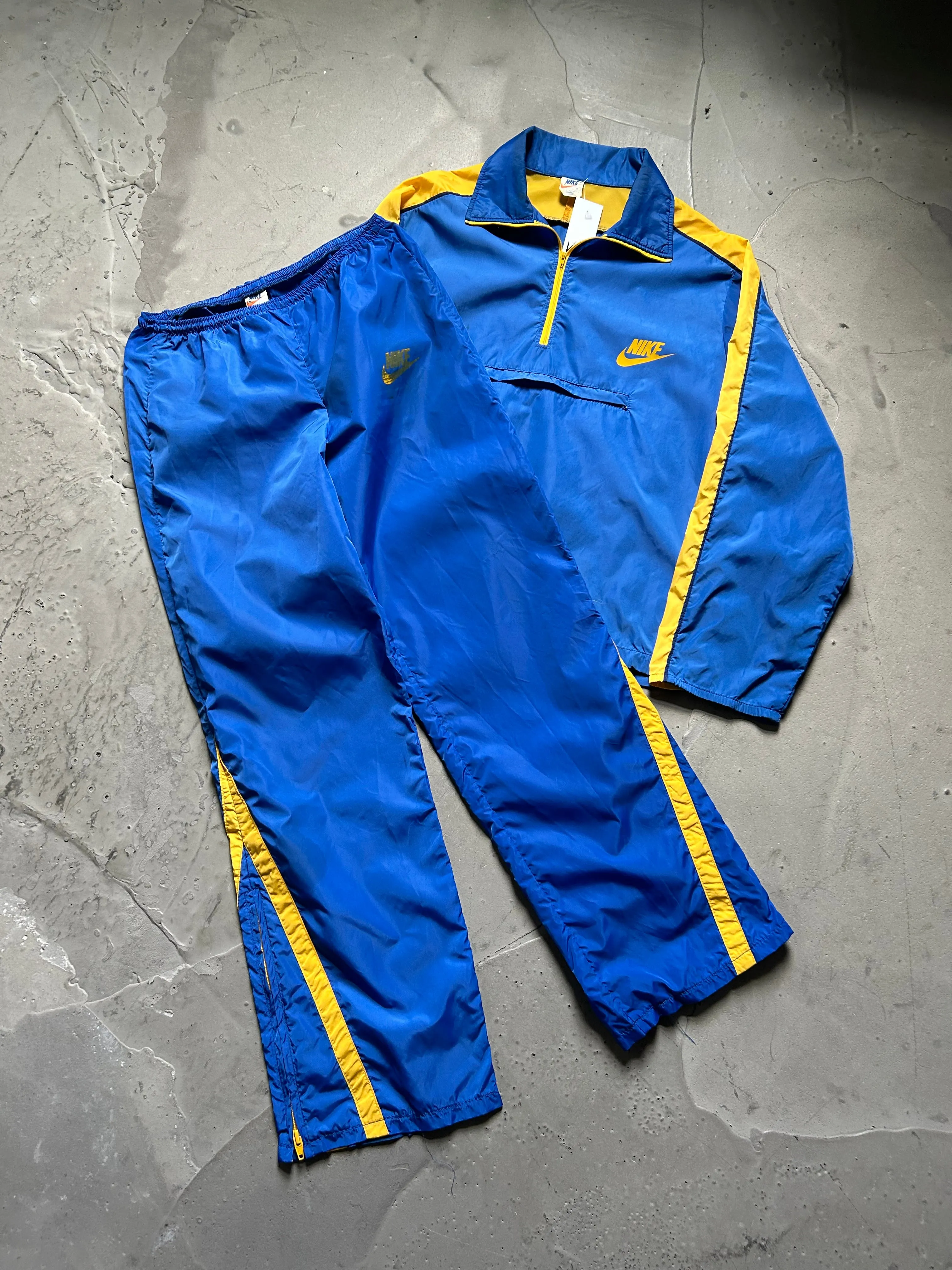 Vintage 70's Nike Blue & Yellow Windbreaker & Pant Set