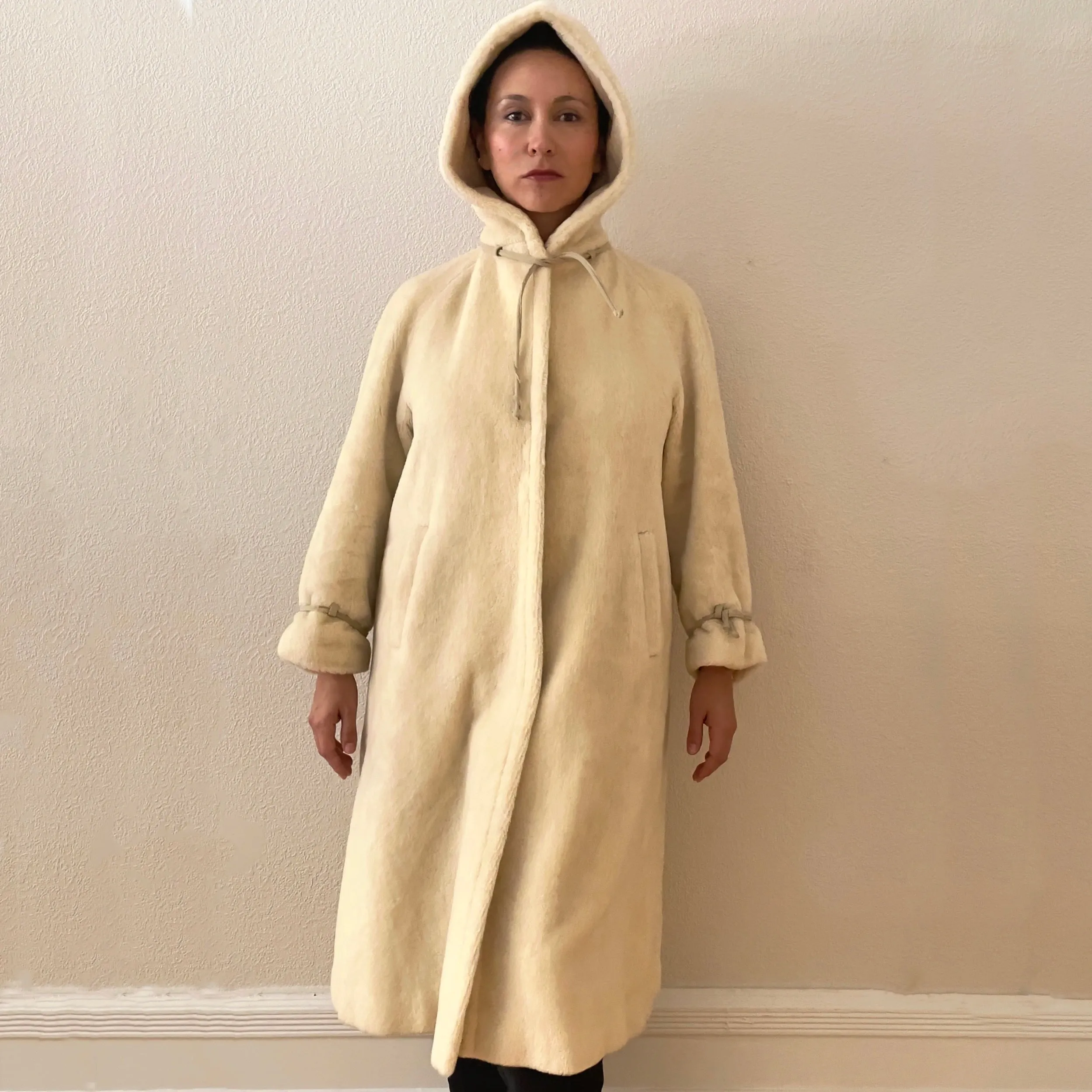 Vintage Off White Teddy Coat - Llama Mohair - Hucke
