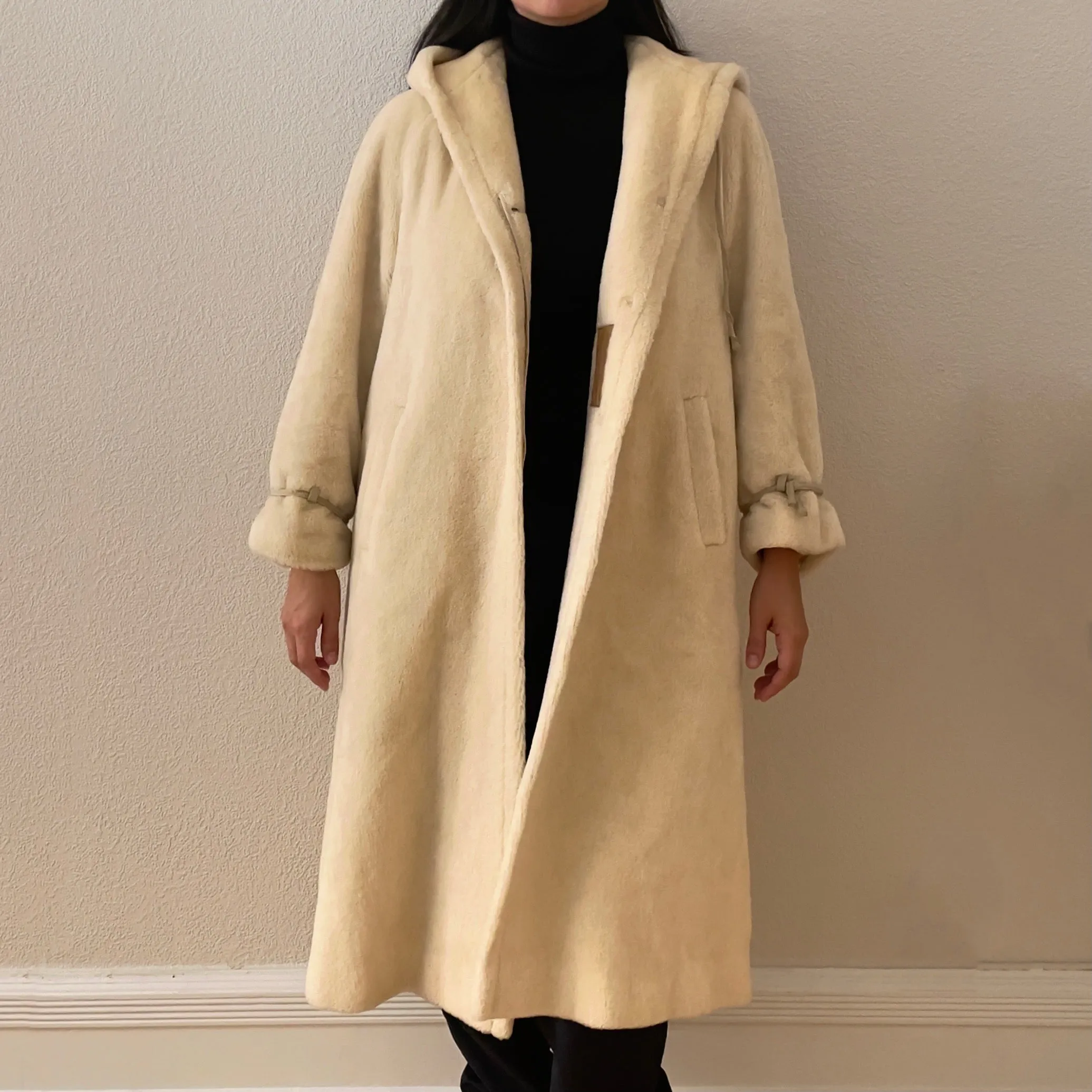 Vintage Off White Teddy Coat - Llama Mohair - Hucke