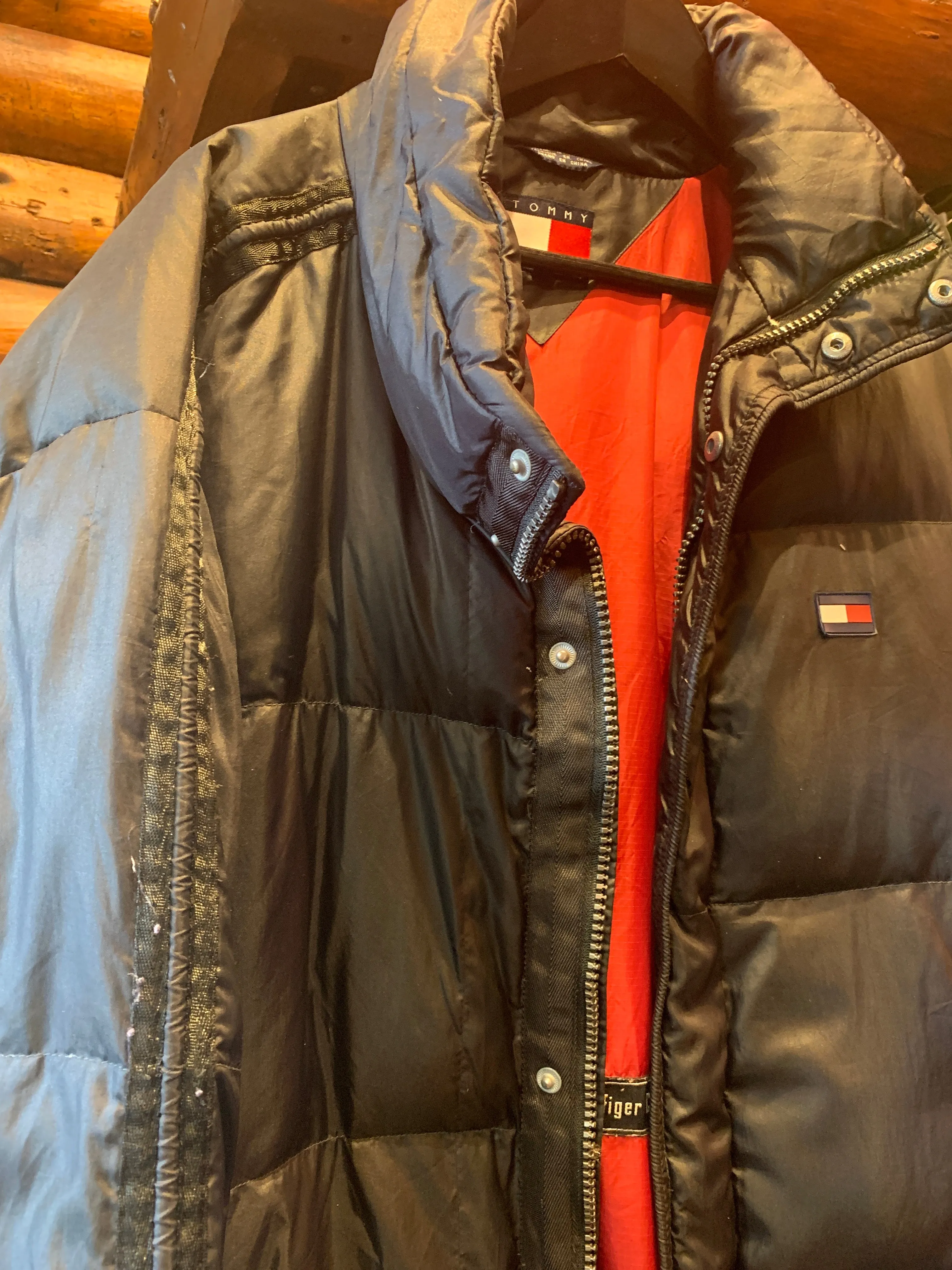 Vintage Tommy Hilfiger Feather Down Puffer Jacket Navy, Large. FREE POSTAGE
