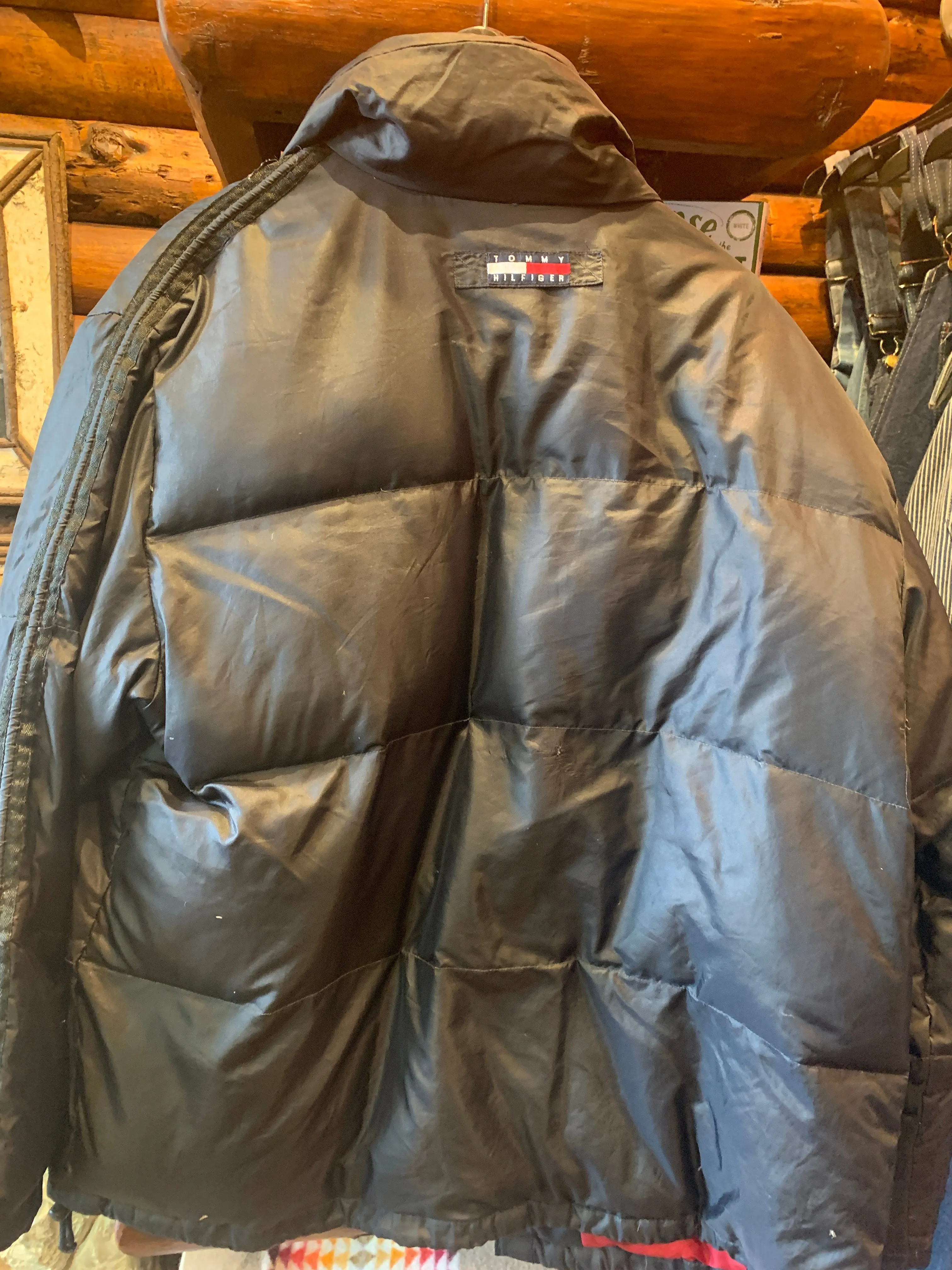 Vintage Tommy Hilfiger Feather Down Puffer Jacket Navy, Large. FREE POSTAGE