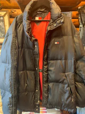 Vintage Tommy Hilfiger Feather Down Puffer Jacket Navy, Large. FREE POSTAGE