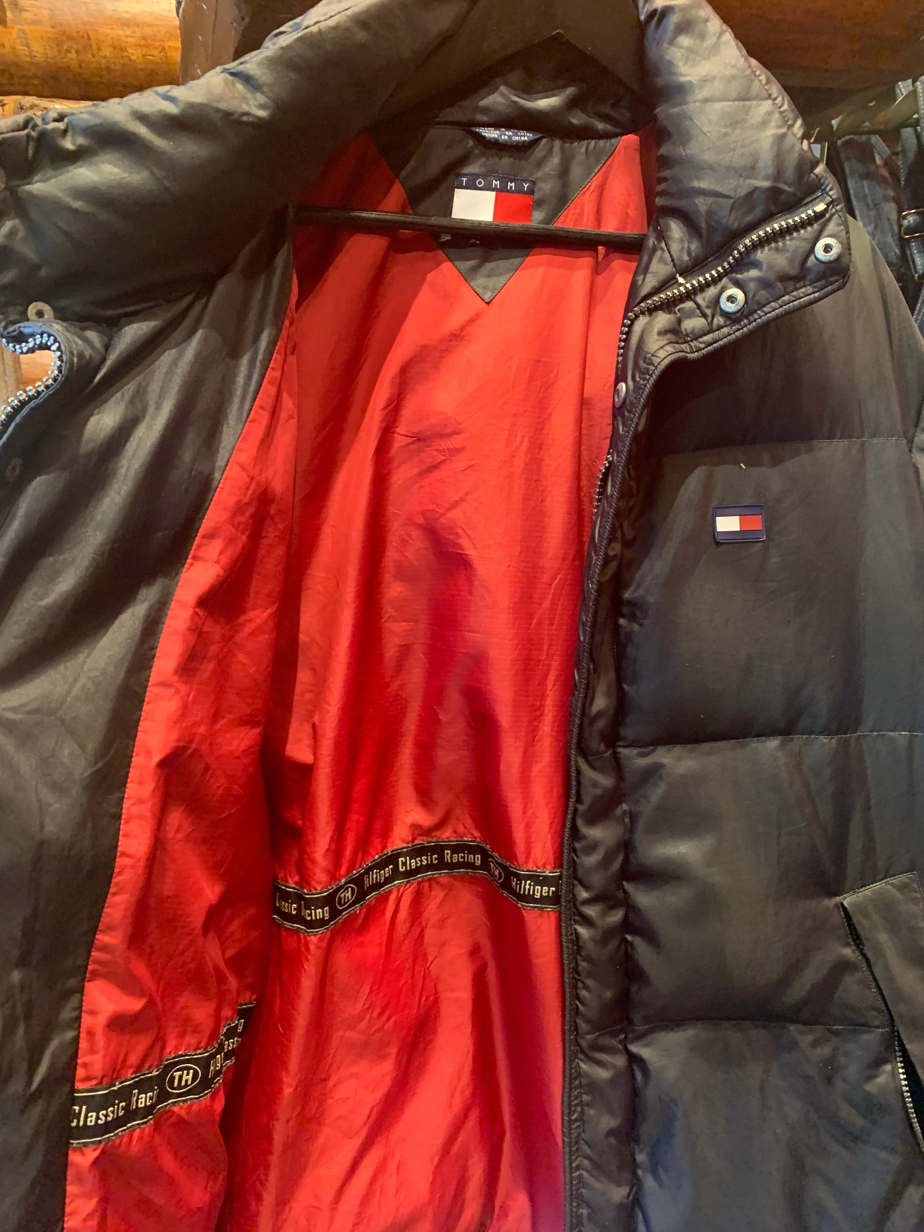 Vintage Tommy Hilfiger Feather Down Puffer Jacket Navy, Large. FREE POSTAGE