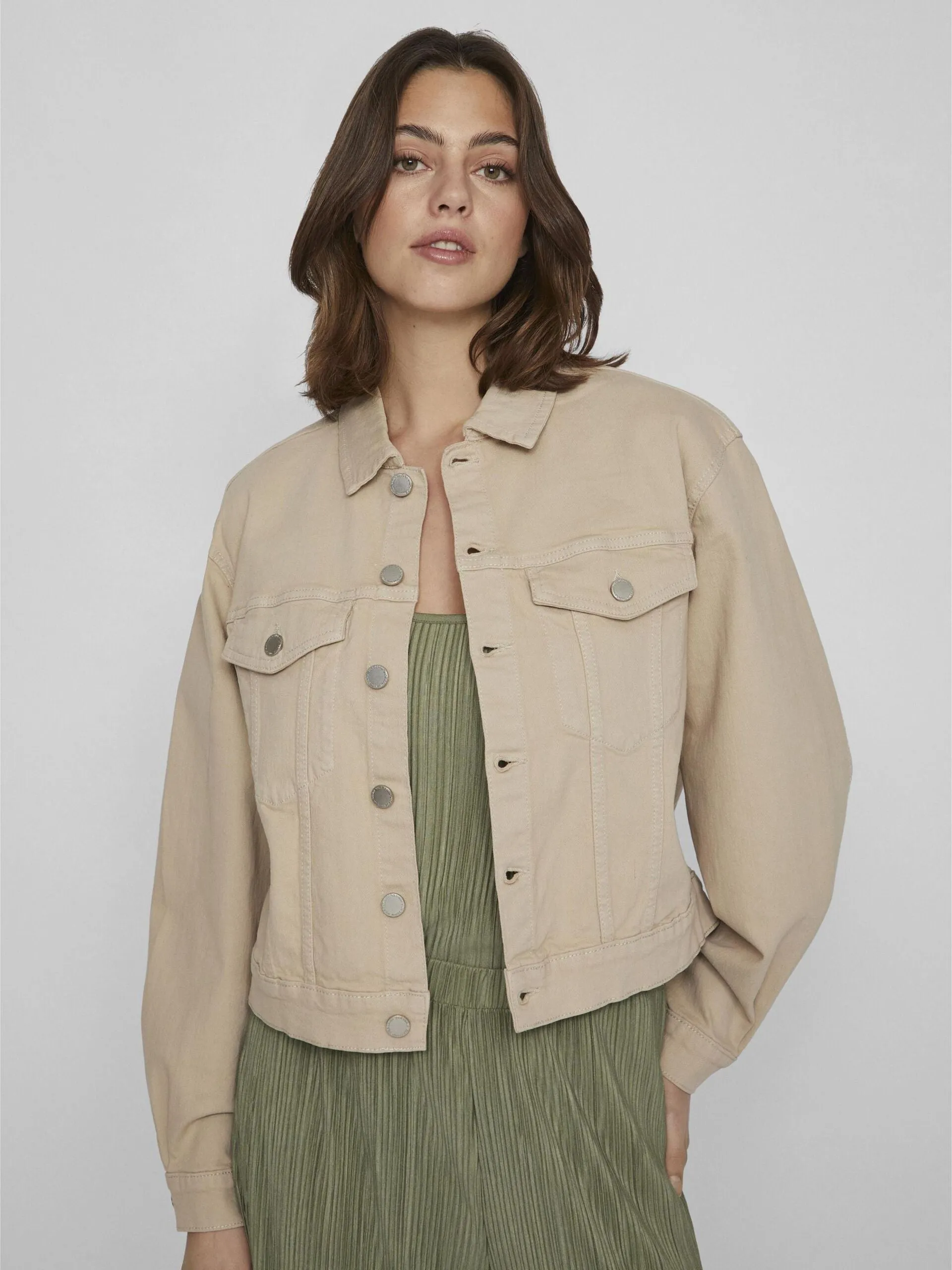WEYLIE DENIM JACKET (FEATHER GREY/BEIGE)