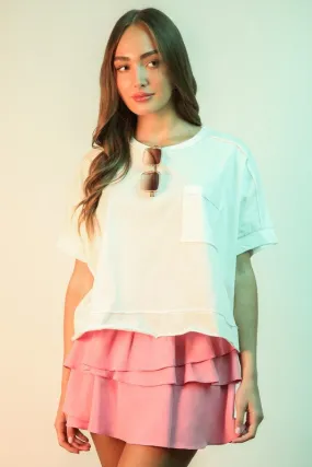 Whitnee- White mineral washed comfy crop top tee