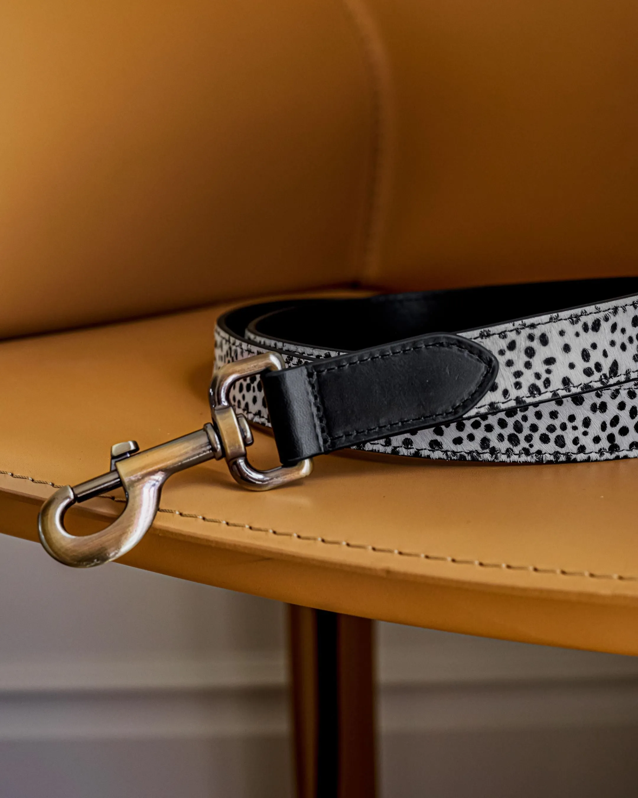 Wylde Black Spotted Pony Fur Dog Leash