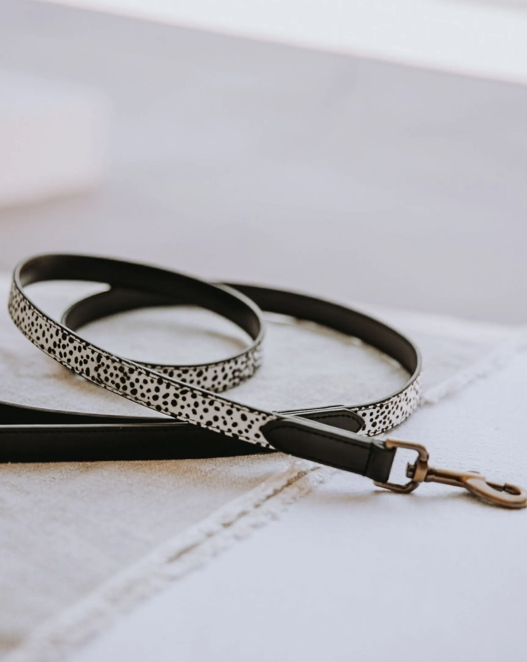 Wylde Black Spotted Pony Fur Dog Leash