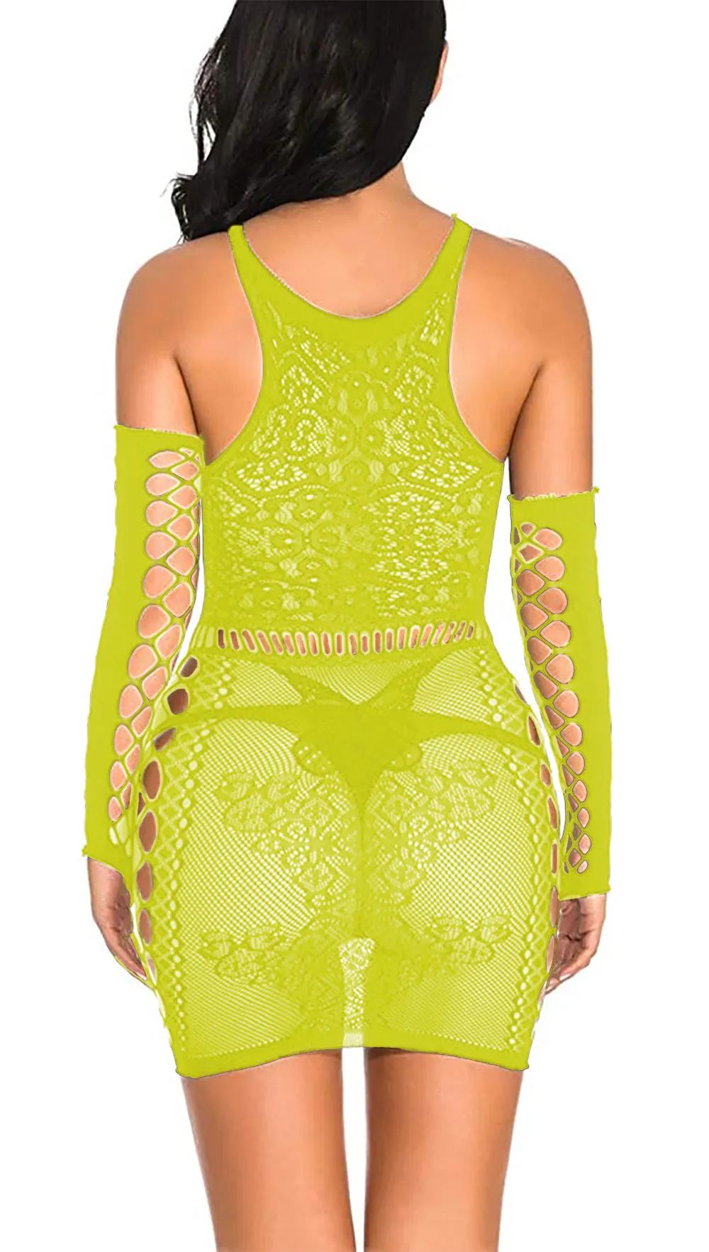 Xs and Os Women's Fishnet Babydoll Lingerie with Sleeves