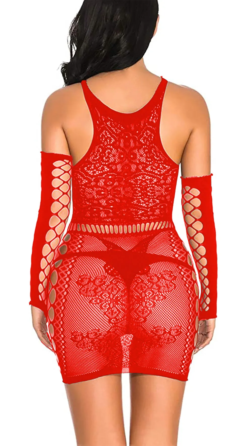 Xs and Os Women's Fishnet Babydoll Lingerie with Sleeves