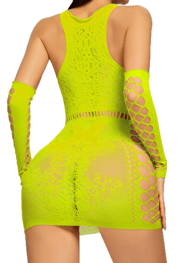 Xs and Os Women's Fishnet Babydoll Lingerie with Sleeves