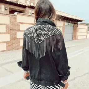Zofia Rivets and Tassels Denim Jacket - 2 Colors