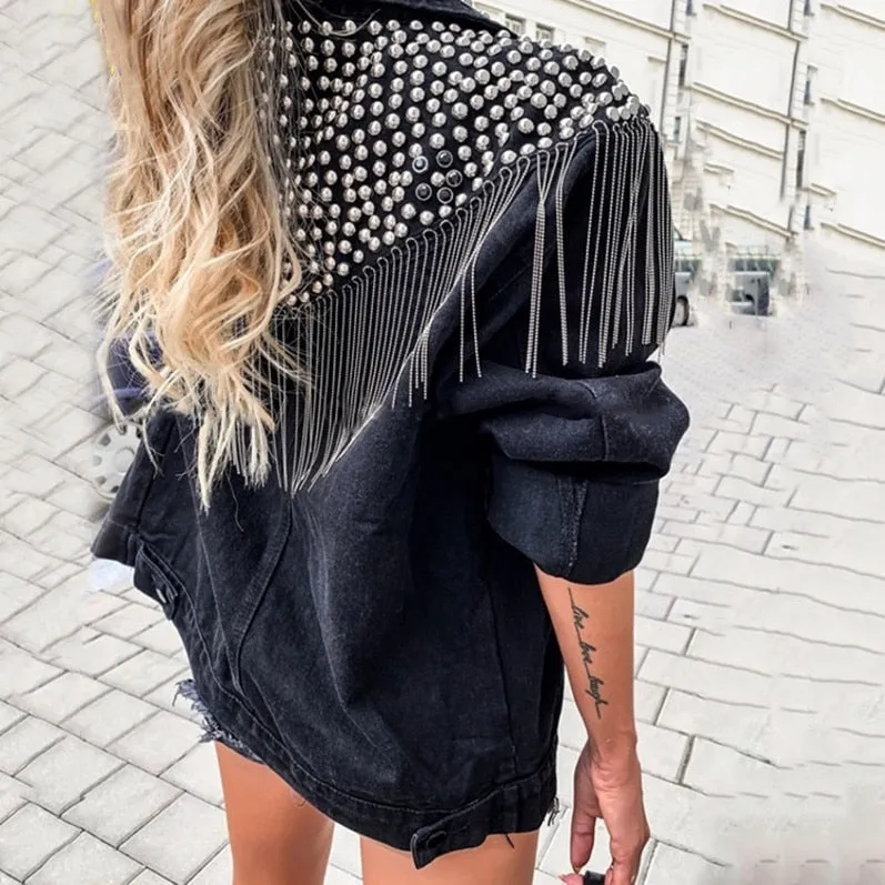 Zofia Rivets and Tassels Denim Jacket - 2 Colors